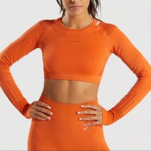 Gymshark Seamless Crop Top Burnt Orange Perforated